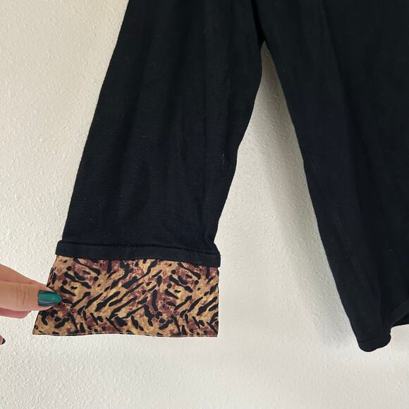 Vintage notations sweater with animal print collar cuffs winter fall Mobwife 1X - Picture 4 of 9